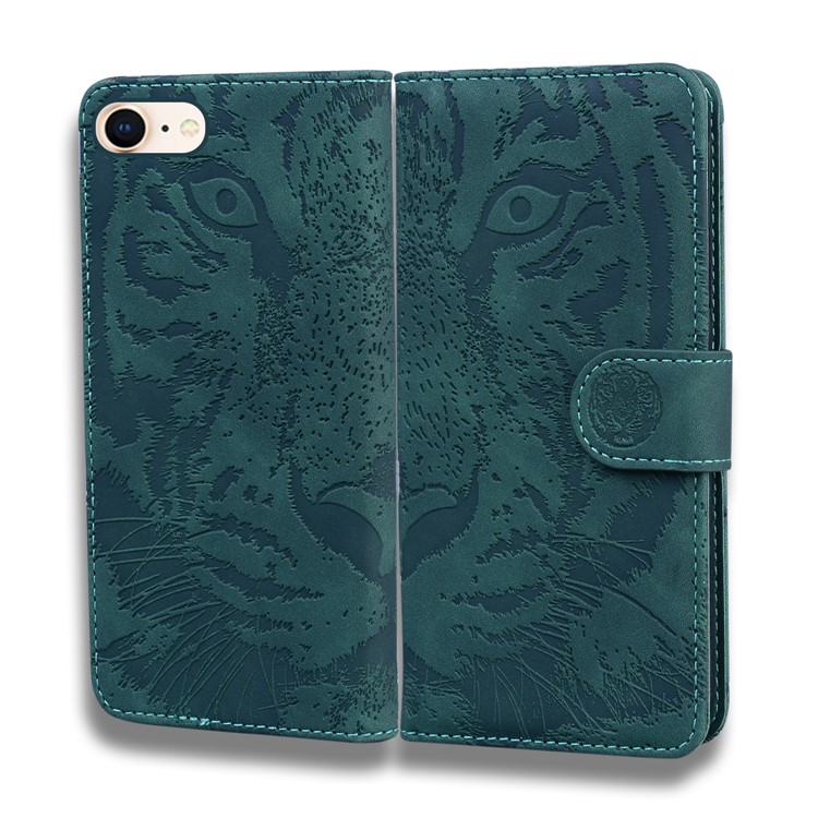 Carpeta De La Caja Del Cuero Del Soporte Del Patrón Del Tigre Para El Iphone Impresa SE (segunda Generación) / 8/7 4,7 Pulgadas - Verde-1
