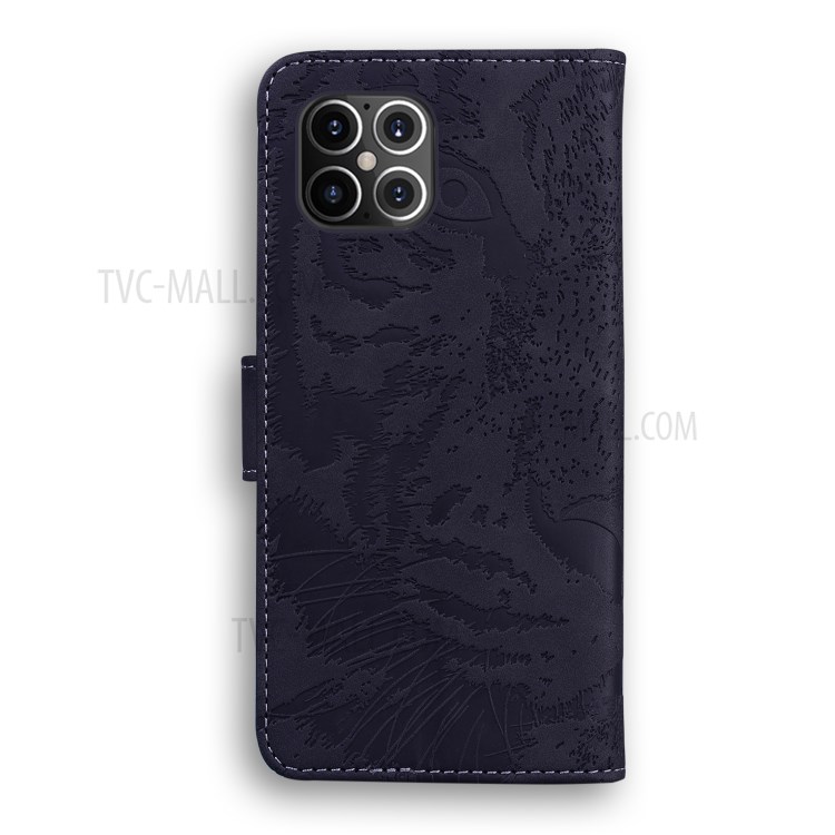 For iPhone 12 Pro Max 6.7 inch Imprinted Tiger Pattern Wallet Leather Mobile Phone Case - Black-4