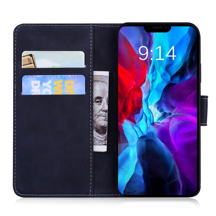 Leather Wallet Stand Phone Case for iPhone 12/12 Pro - Black-4