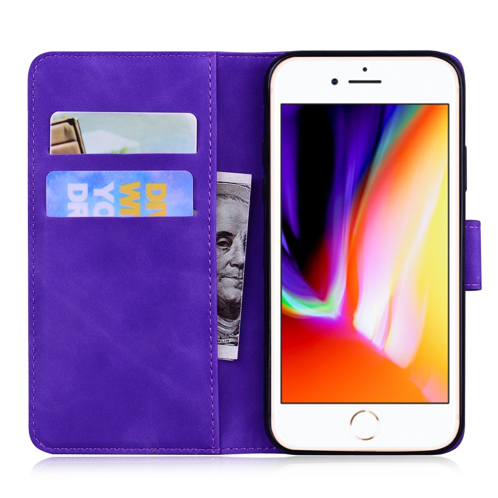 Leather Wallet Stand Phone Case for iPhone 7/8/SE (2nd Generation) - Purple-3
