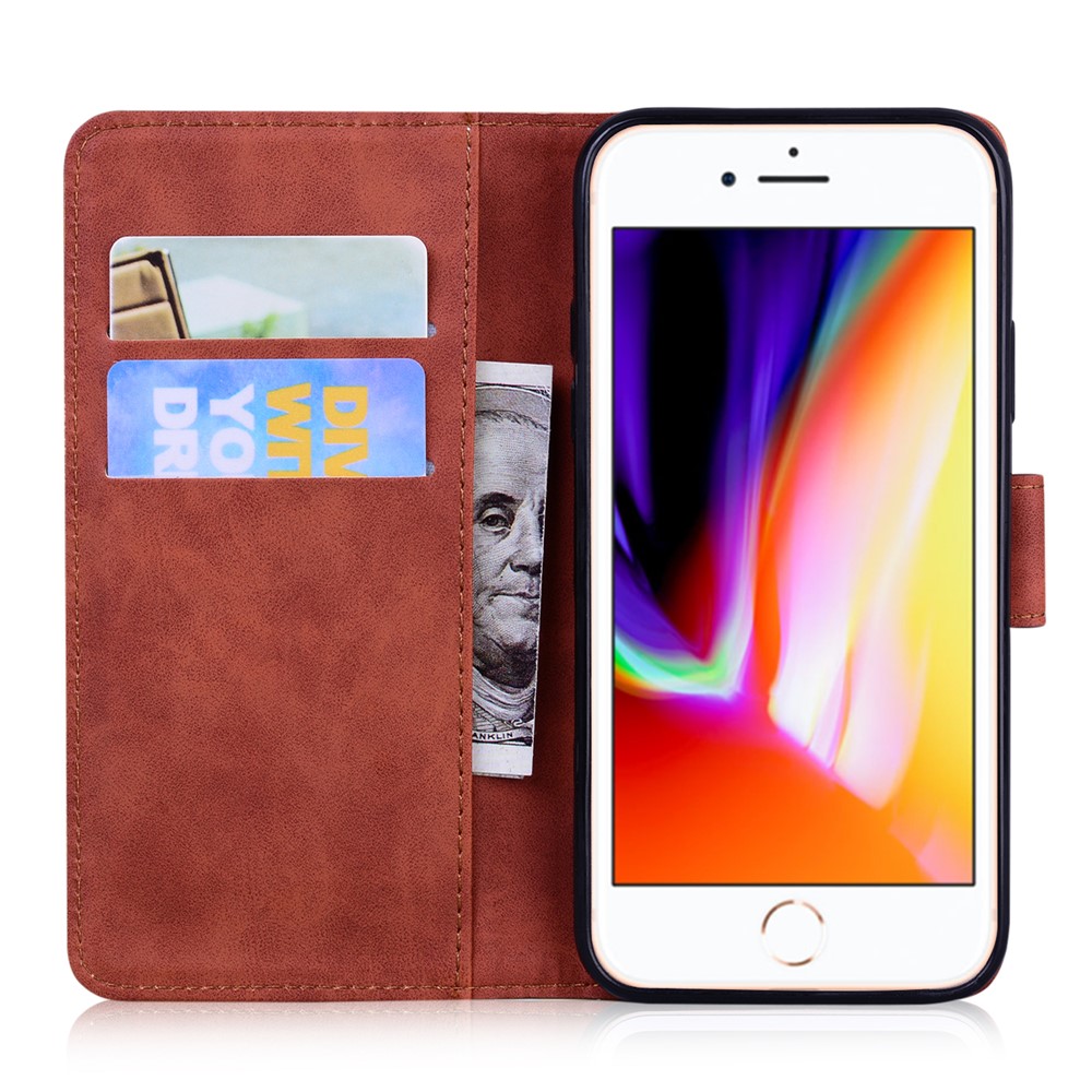 Leather Wallet Stand Phone Case for iPhone 7/8/SE (2nd Generation) - Brown-3