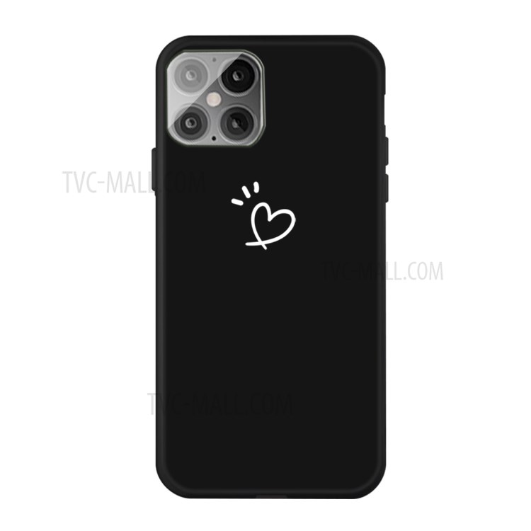 Heart Pattern Decor Matte TPU Phone Case Cover for iPhone 12 Mini - Black-1