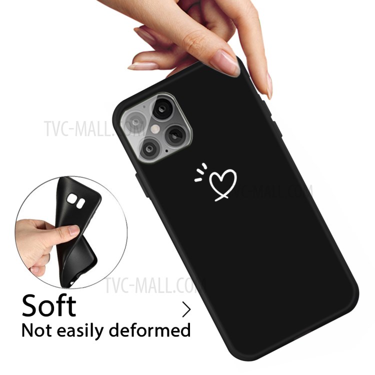 Heart Pattern Decor Matte TPU Phone Case Cover for iPhone 12 Mini - Black-4