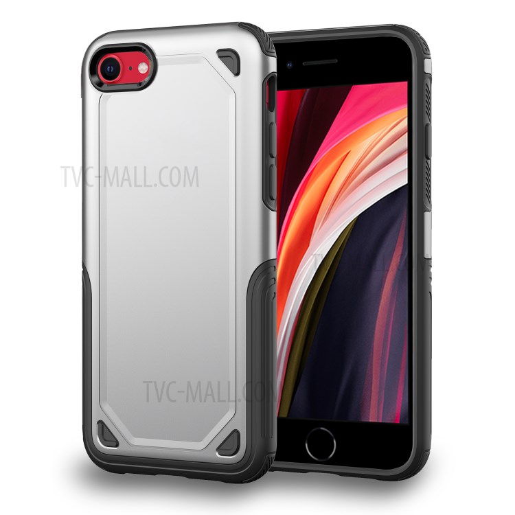 Plastic + TPU Hybrid Rugged Armor Case for Apple iPhone SE (2nd Generation)/7/8 Cover - Silver-1