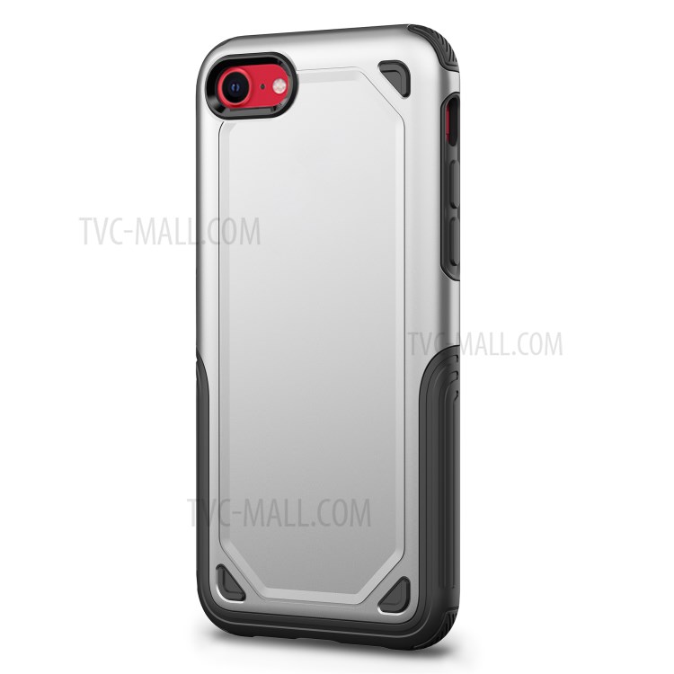 Plastic + TPU Hybrid Rugged Armor Case for Apple iPhone SE (2nd Generation)/7/8 Cover - Silver-2