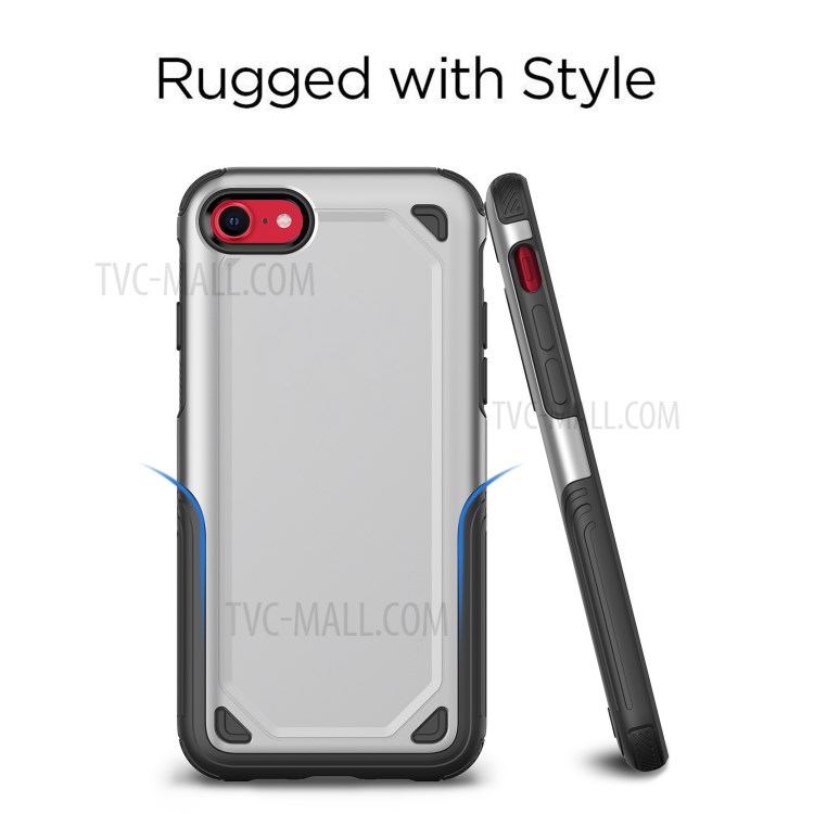 Plastic + TPU Hybrid Rugged Armor Case for Apple iPhone SE (2nd Generation)/7/8 Cover - Silver-3