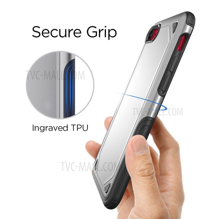 Plastic + TPU Hybrid Rugged Armor Case for Apple iPhone SE (2nd Generation)/7/8 Cover - Silver-6