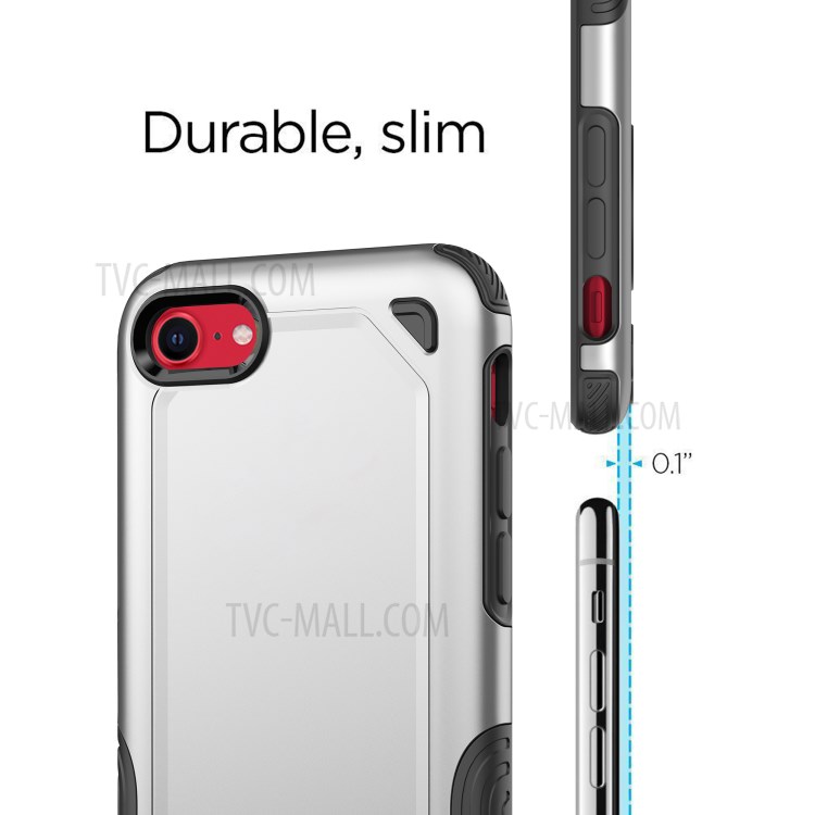 Plastic + TPU Hybrid Rugged Armor Case for Apple iPhone SE (2nd Generation)/7/8 Cover - Silver-7