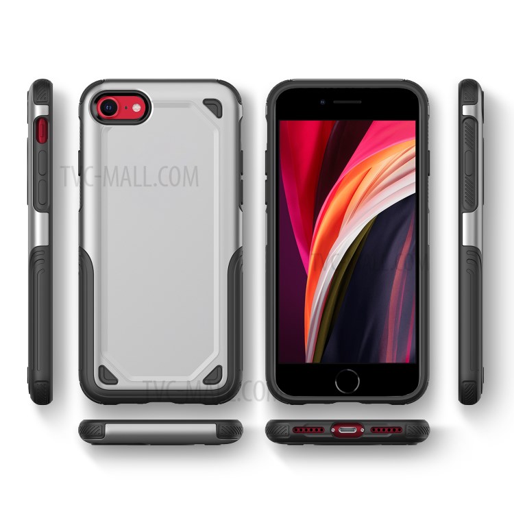 Plastic + TPU Hybrid Rugged Armor Case for Apple iPhone SE (2nd Generation)/7/8 Cover - Silver-9