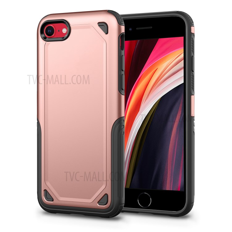 Plastic + TPU Hybrid Rugged Armor Case for Apple iPhone SE (2nd Generation)/7/8 Cover - Rose Gold-1