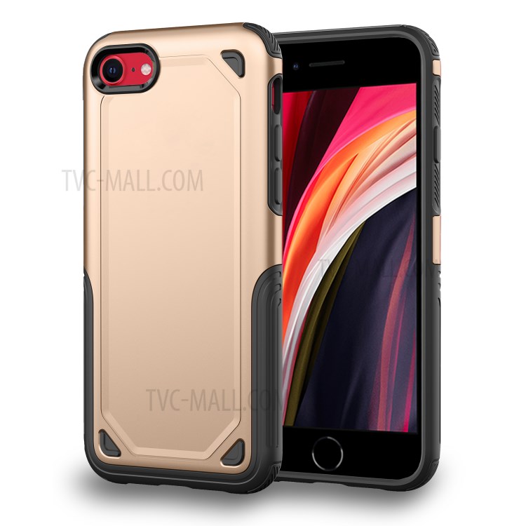 Plastic + TPU Hybrid Rugged Armor Case for Apple iPhone SE (2nd Generation)/7/8 Cover - Gold-1