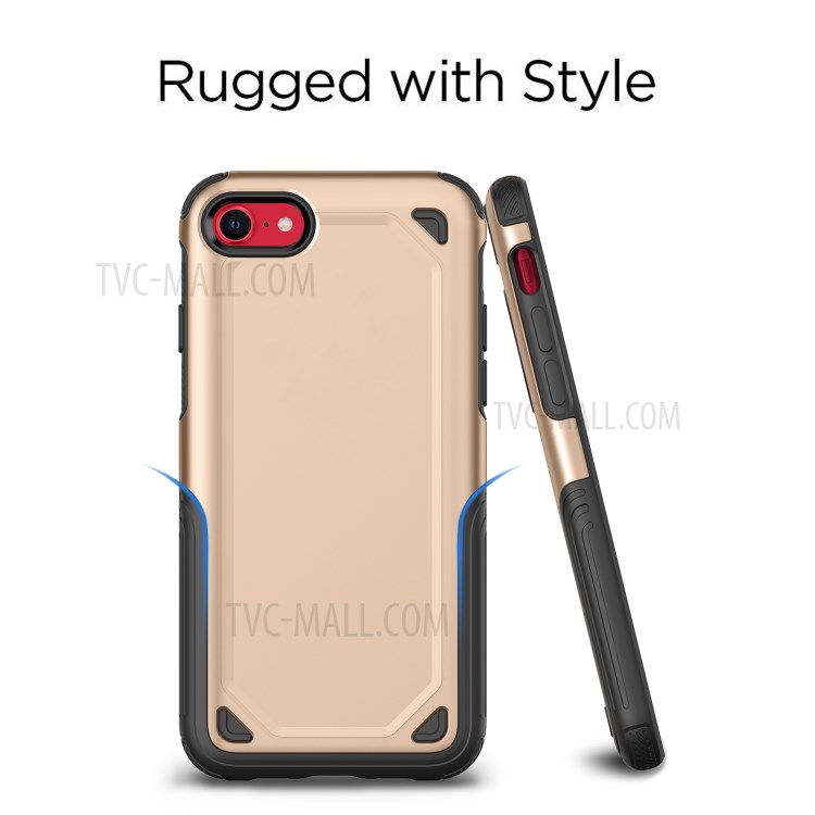 Plastic + TPU Hybrid Rugged Armor Case for Apple iPhone SE (2nd Generation)/7/8 Cover - Gold-3