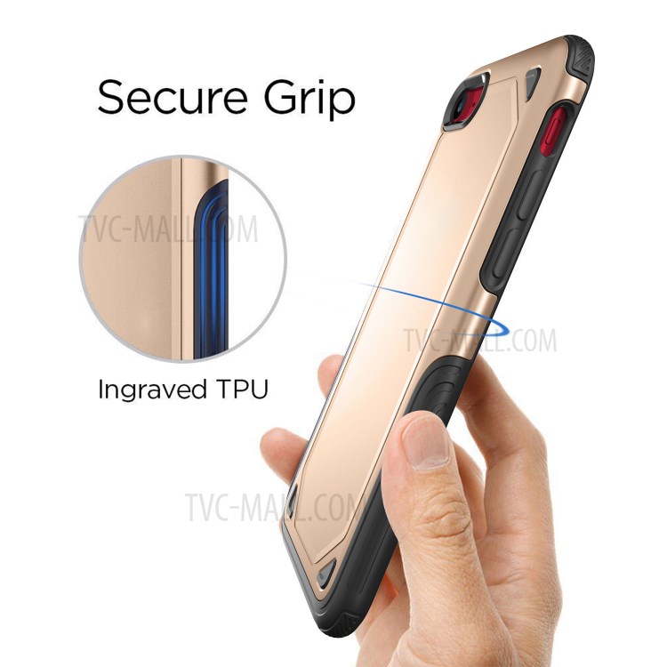 Plastic + TPU Hybrid Rugged Armor Case for Apple iPhone SE (2nd Generation)/7/8 Cover - Gold-6