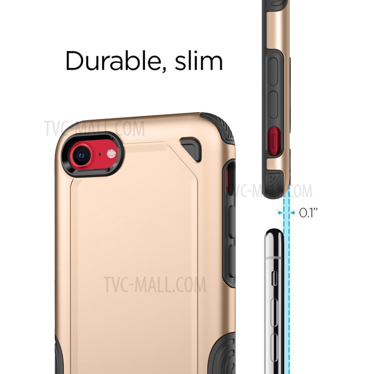 Plastic + TPU Hybrid Rugged Armor Case for Apple iPhone SE (2nd Generation)/7/8 Cover - Gold-7
