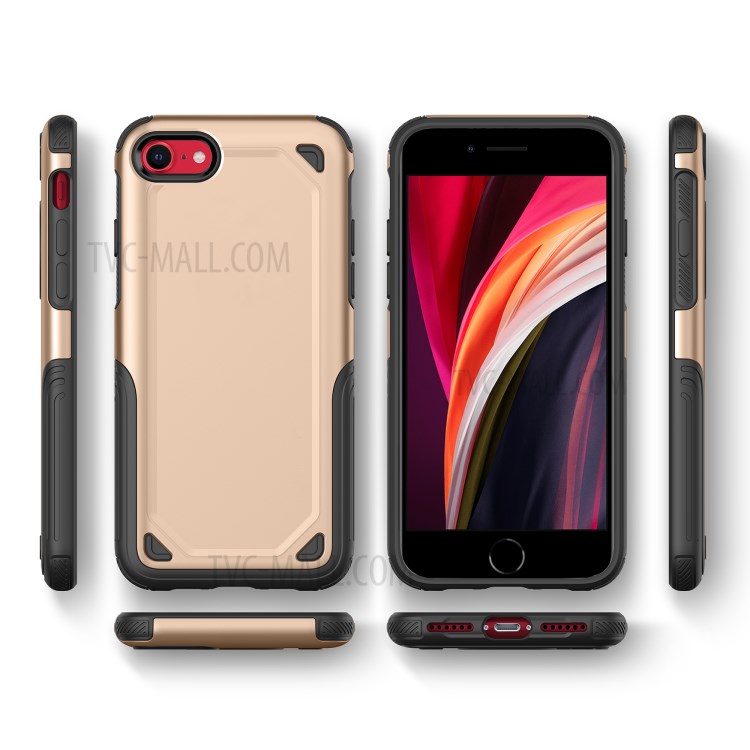 Plastic + TPU Hybrid Rugged Armor Case for Apple iPhone SE (2nd Generation)/7/8 Cover - Gold-9