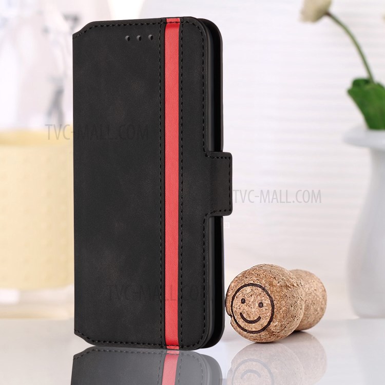 Vintage Splicing Matte Flip Leather Protector Shell for iPhone 12 mini Case - Black-12