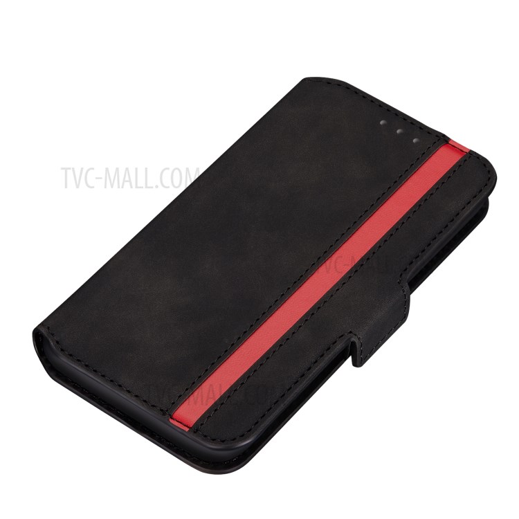 Vintage Splicing Matte Flip Leather Protector Shell for iPhone 12 mini Case - Black-2