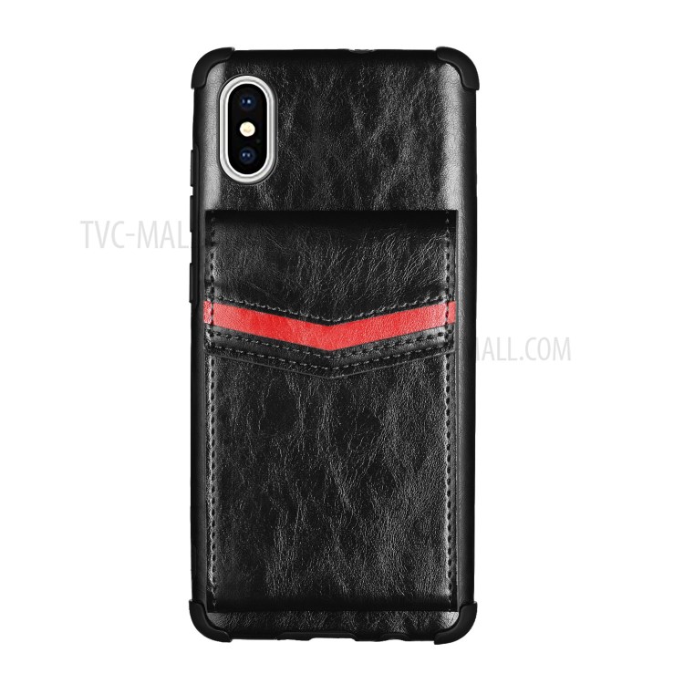 Sturz- TPU Gehäuse Mit Kartenschlitzen Telefonabdeckung Für Iphone X / XS 5,8 Zoll - Schwarz-1