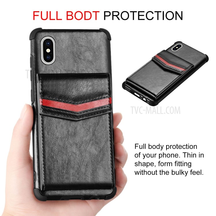 Sturz- TPU Gehäuse Mit Kartenschlitzen Telefonabdeckung Für Iphone X / XS 5,8 Zoll - Schwarz-10