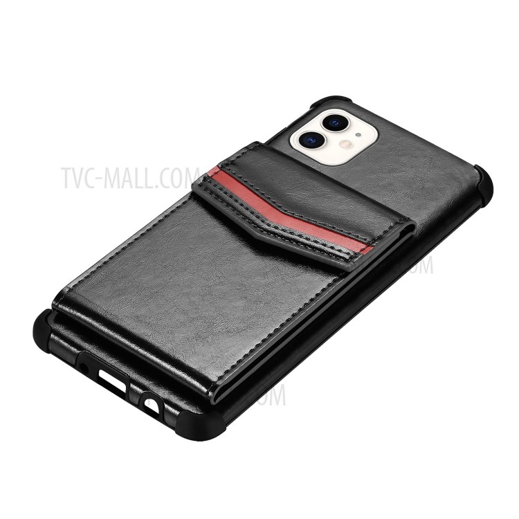 Drop-proof Card Slots PU + TPU Mobile Phone Shell for iPhone 11 6.1 inch - Black-3