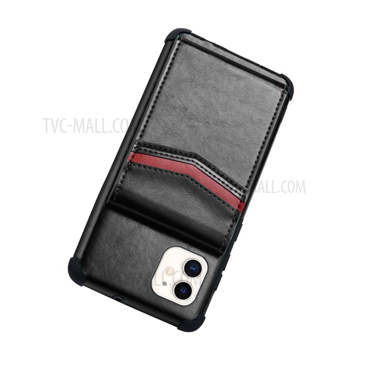 Drop-proof Card Slots PU + TPU Mobile Phone Shell for iPhone 11 6.1 inch - Black-4