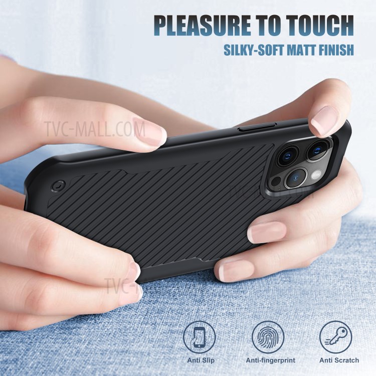 Textured Thicken TPU Phone Case + 2Pcs Tempered Glass Screen Protector for iPhone 12 Pro Max-6