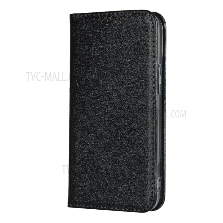 Silk Skin Leather Wallet Stand Protective Phone Case for iPhone 12 mini - Black-3