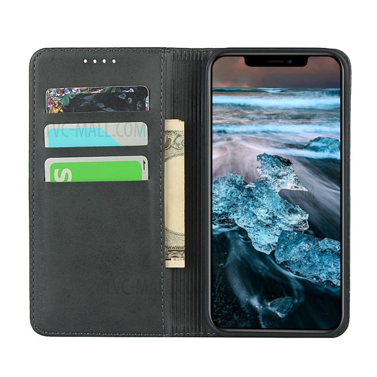 Auto-absorbed Leather Wallet Stand Protective Case for iPhone 12 Pro/12 - Black-5