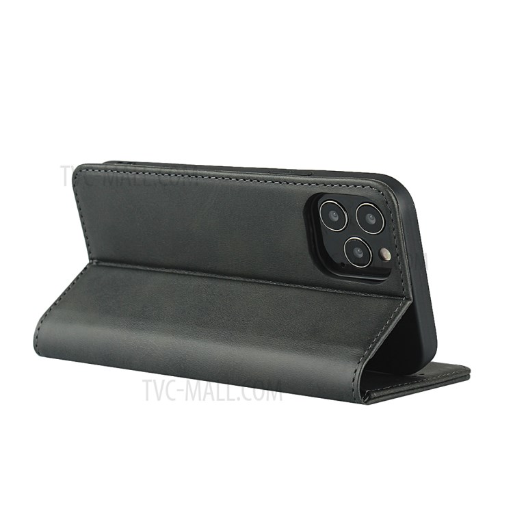 Auto-absorbed Leather Wallet Stand Protective Case for iPhone 12 Pro/12 - Black-6