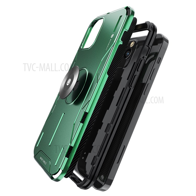 Drop-proof Metal Silicone Combo Case for iPhone 12 Pro/12 - Green-3