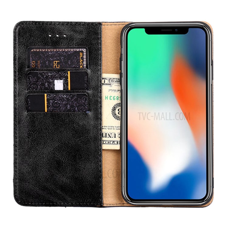 Retro Texture Leather Wallet Phone Stand Cover Case for iPhone 12 Mini - Black-5