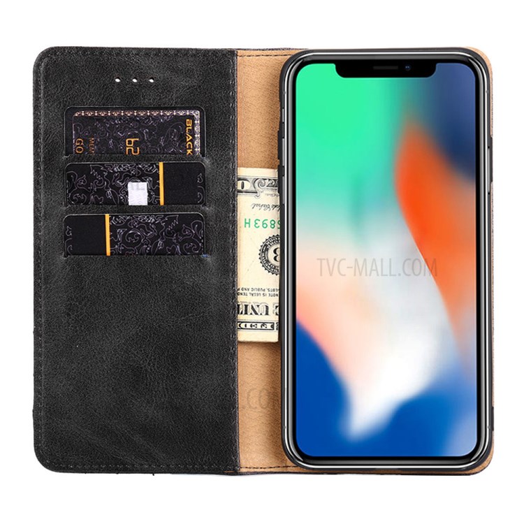 Retro Texture Leather Wallet Phone Flip Case for iPhone 12 Pro / iPhone 12 - Black-4