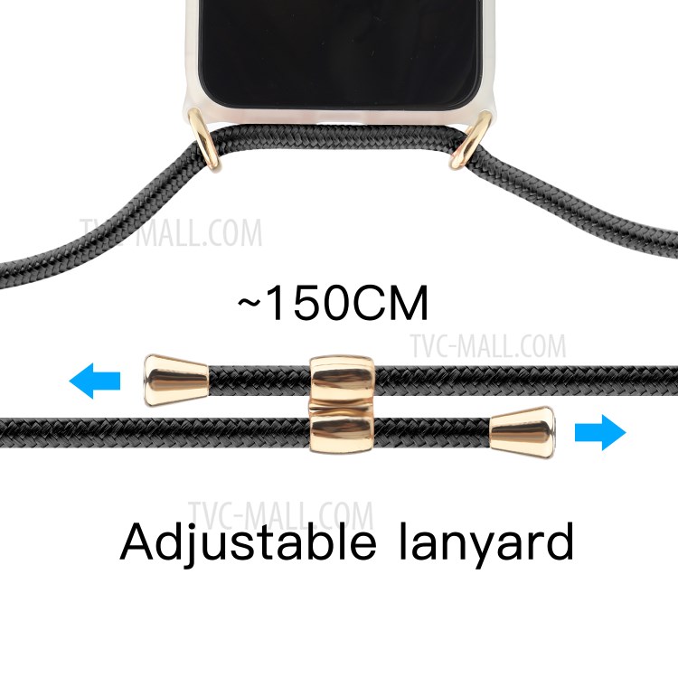 IMD + TPU + Frosted Phone Cover Shell + Adjustable Lanyard for iPhone 12 mini - Black Marble-4