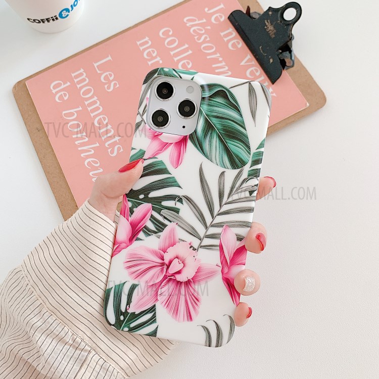 Natural Series Plants Pattern Printing IMD TPU Phone Cover for iPhone 12 Pro/12 - Red Flowers and Leaves-1