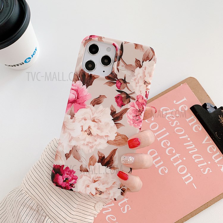 Natural Series Plants Pattern Printing IMD TPU Phone Case for iPhone 12 Pro/12 - White and Red Flowers-1