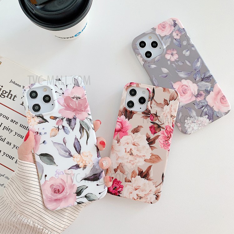 Natural Series Plants Pattern Printing IMD TPU Phone Case for iPhone 12 Pro/12 - White and Red Flowers-7