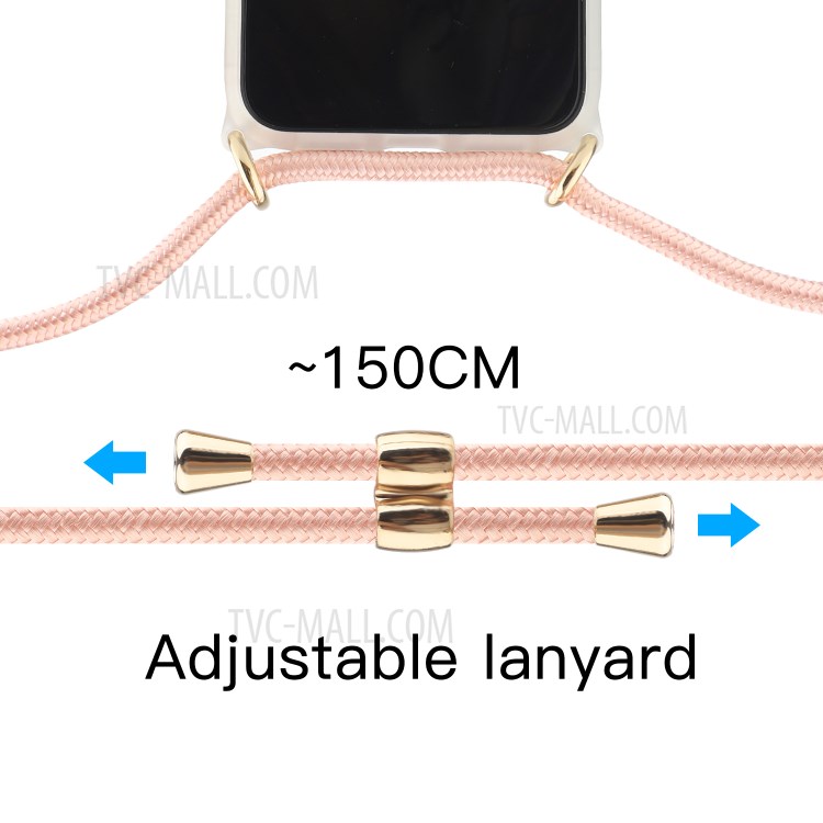 TPU + Electroplating Phone Cover with Adjustable Lanyard for iPhone 12 Pro Max - Big Pink Triangle-4