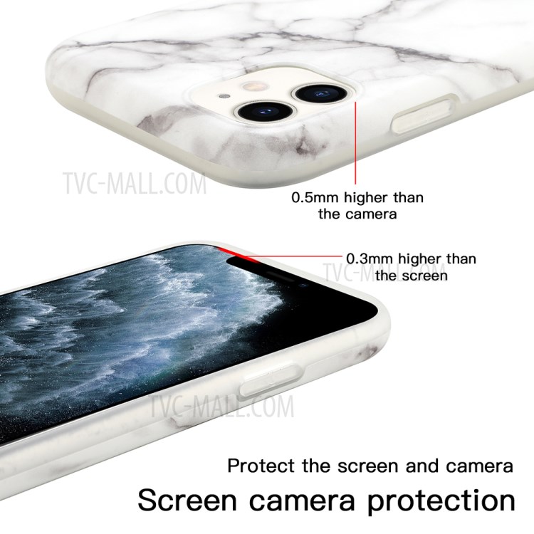 IMD Matte TPU Phone Cover Case with Adjustable Lanyard for iPhone 12 Pro Max - White Marble-3