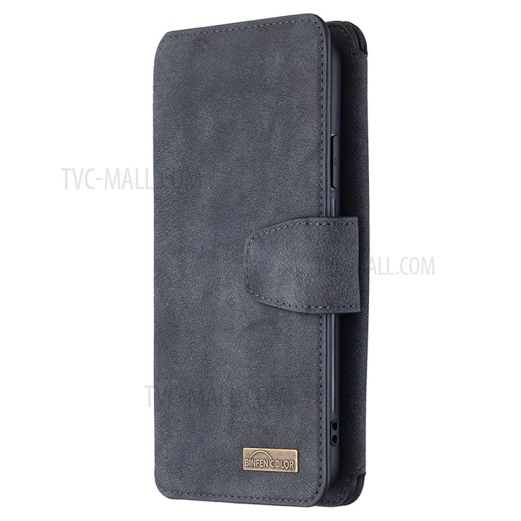 Anti-Gravity Frosted Leather Zippered Wallet Phone Cover Case for iPhone 12/12 Pro - Black-7