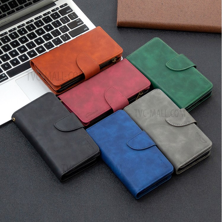 BF02 Zipper Pocket Detachable 2-in-1 Leather Wallet Stand Phone Cover for iPhone 12 Mini - Black-10