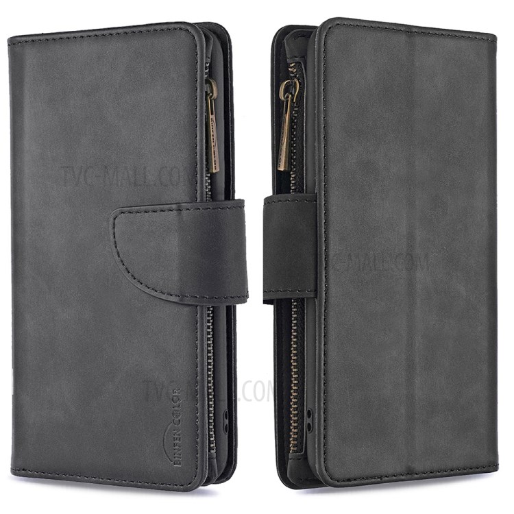 BF02 Zipper Pocket Detachable 2-in-1 Leather Wallet Stand Phone Cover for iPhone 12 Pro Max - Black-9