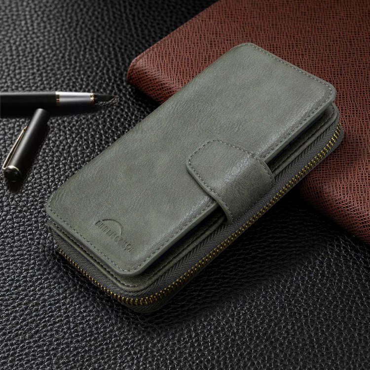 BF01 Zipper Wallet Style Detachable 2-in-1 Leather Protective Phone Cover for iPhone 12 Pro Max - Green-3