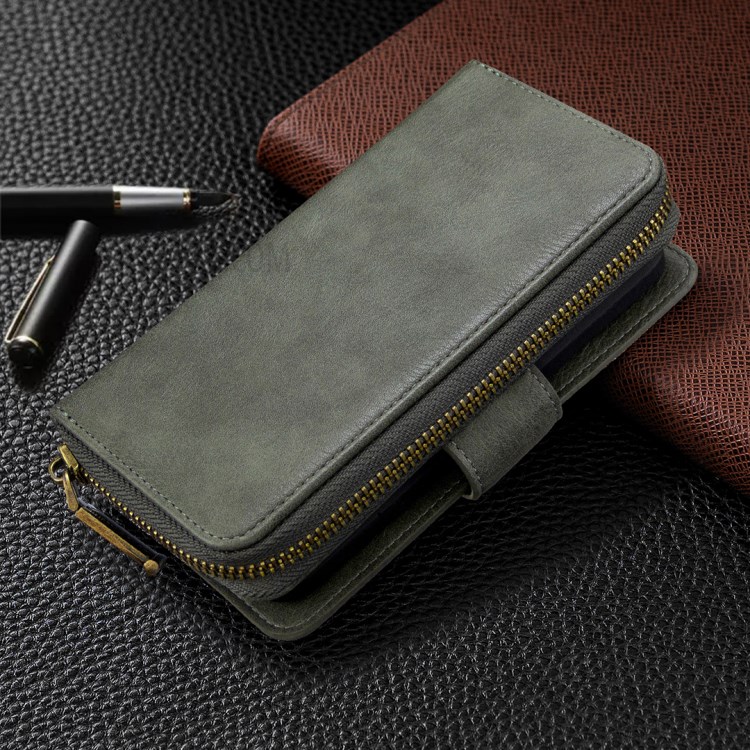 BF01 Zipper Wallet Style Detachable 2-in-1 Leather Protective Phone Cover for iPhone 12 Pro Max - Green-4