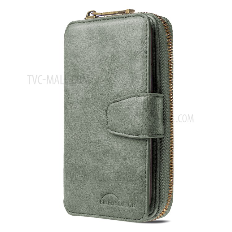 BF01 Zipper Wallet Style Detachable 2-in-1 Leather Protective Phone Cover for iPhone 12 Pro Max - Green-5