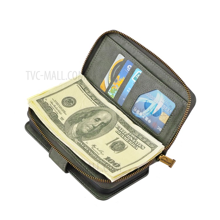 BF01 Zipper Wallet Style Detachable 2-in-1 Leather Protective Phone Cover for iPhone 12 Pro Max - Green-8