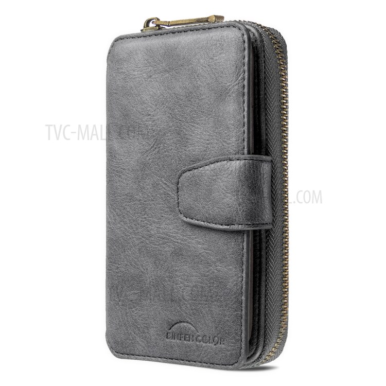 BF01 Zipper Wallet Style Detachable 2-in-1 Leather Protective Phone Cover for iPhone 12 Pro Max - Grey-5