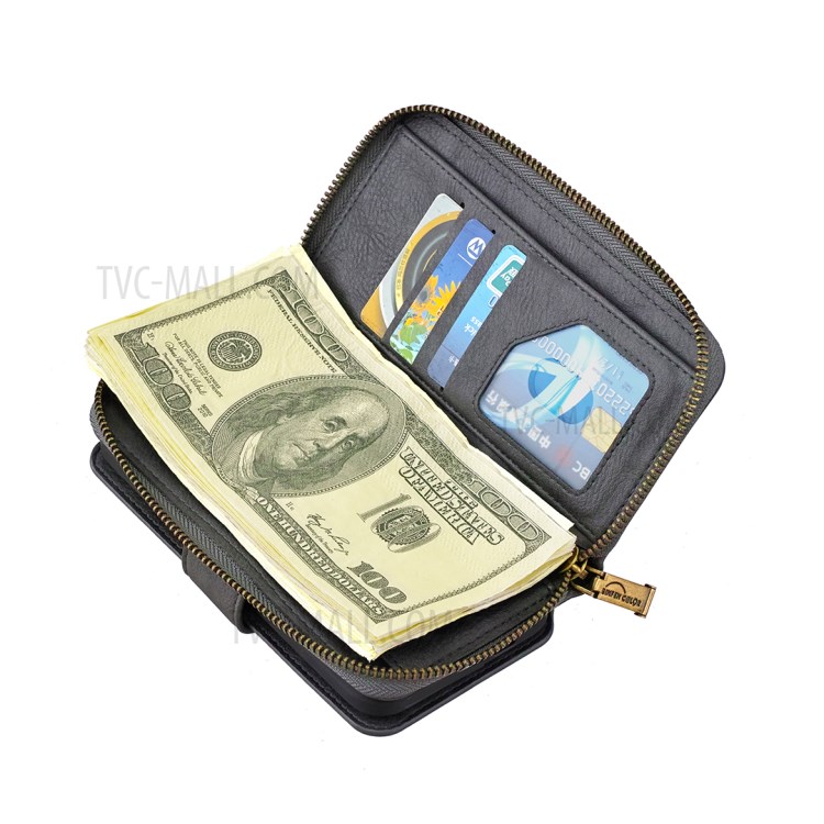 BF01 Zipper Wallet Style Detachable 2-in-1 Leather Protective Phone Cover for iPhone 12 Pro Max - Grey-8
