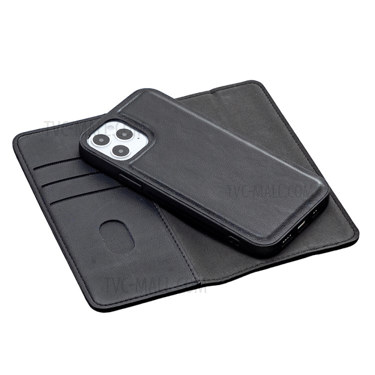 Split Genuine Leather Wallet Phone Cover Case Anti-Gravity for iPhone 12/12 Pro - Black-2