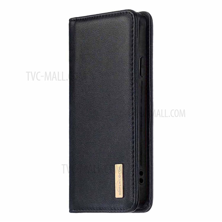 Split Genuine Leather Wallet Phone Cover Case Anti-Gravity for iPhone 12/12 Pro - Black-7
