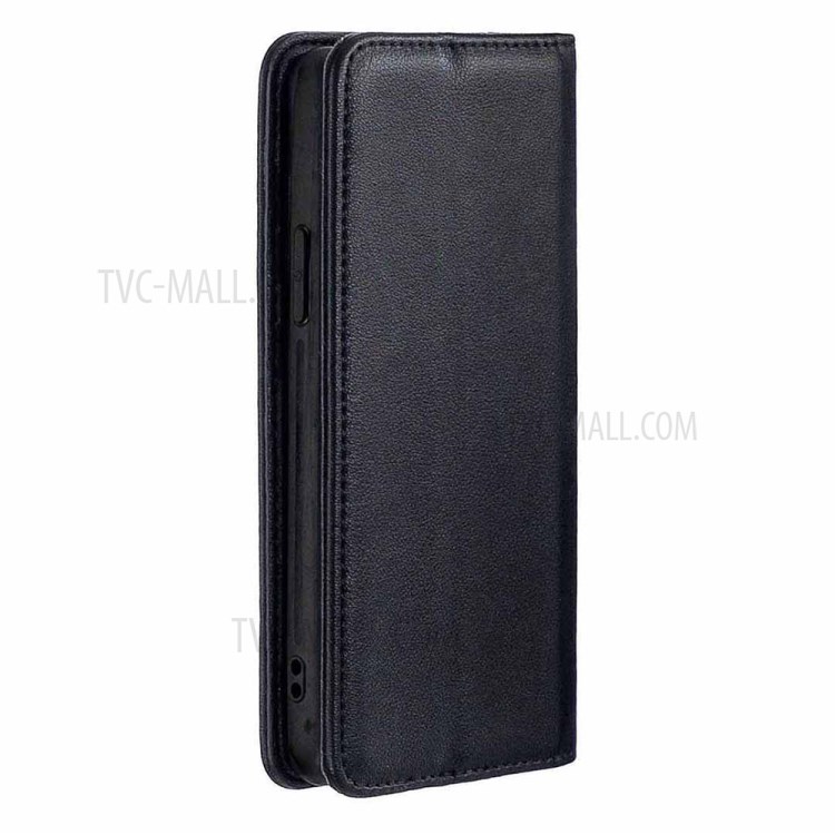 Split Genuine Leather Wallet Phone Cover Case Anti-Gravity for iPhone 12/12 Pro - Black-8